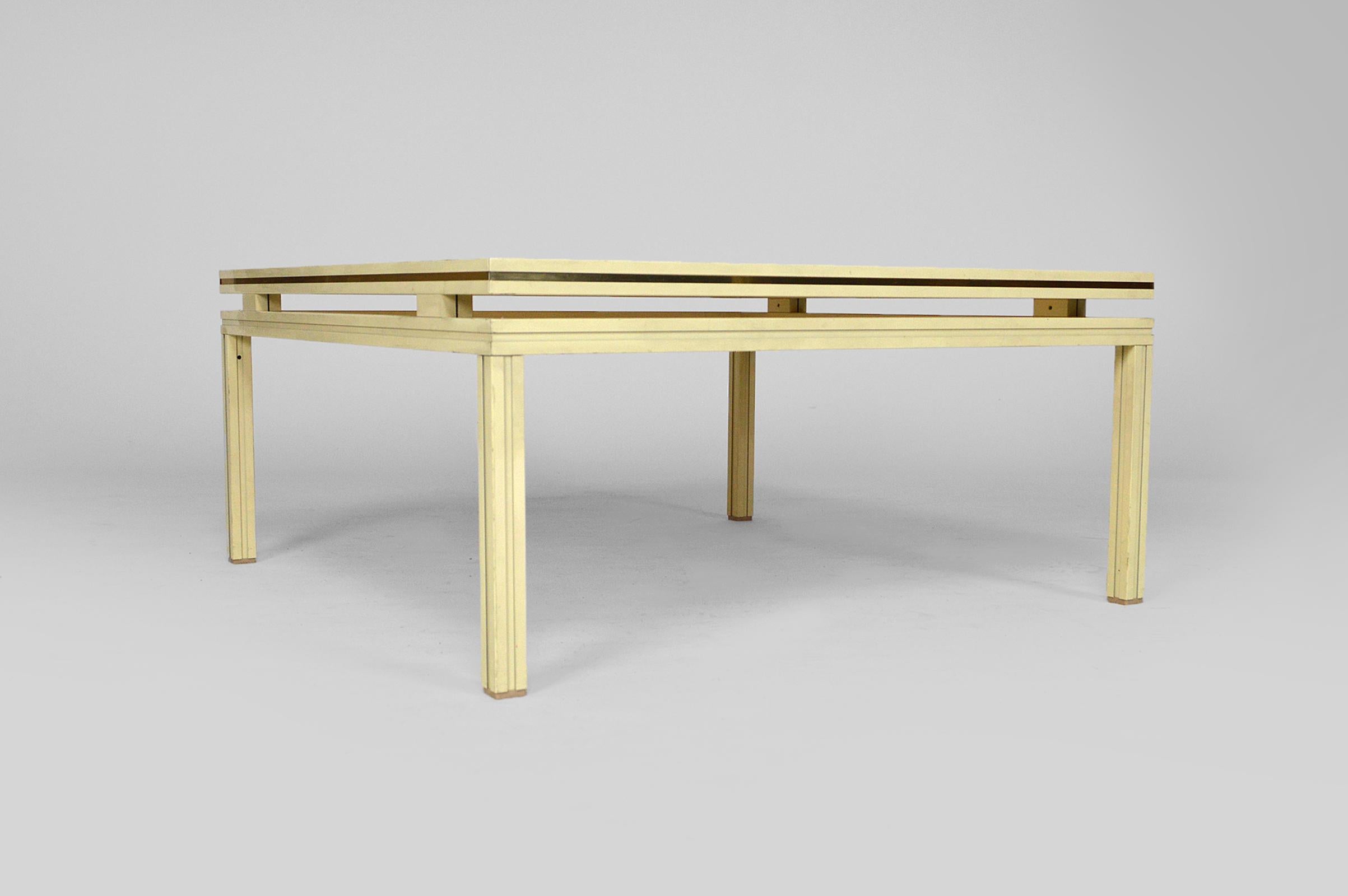Square Coffee Table in Lacquered Aluminum by Pierre Vandel, France, 1970s In Good Condition For Sale In VÉZELAY, FR