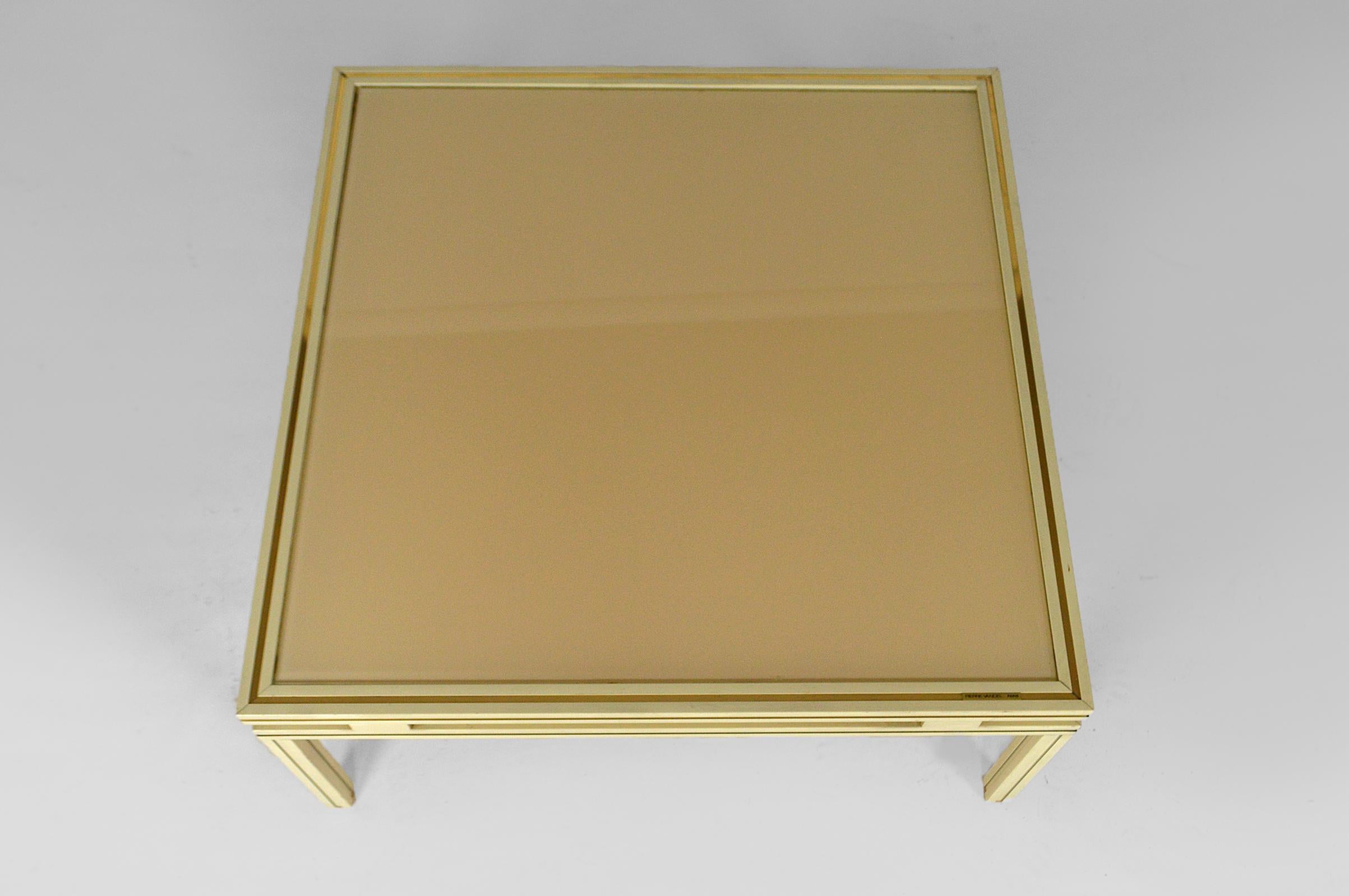 Late 20th Century Square Coffee Table in Lacquered Aluminum by Pierre Vandel, France, 1970s For Sale