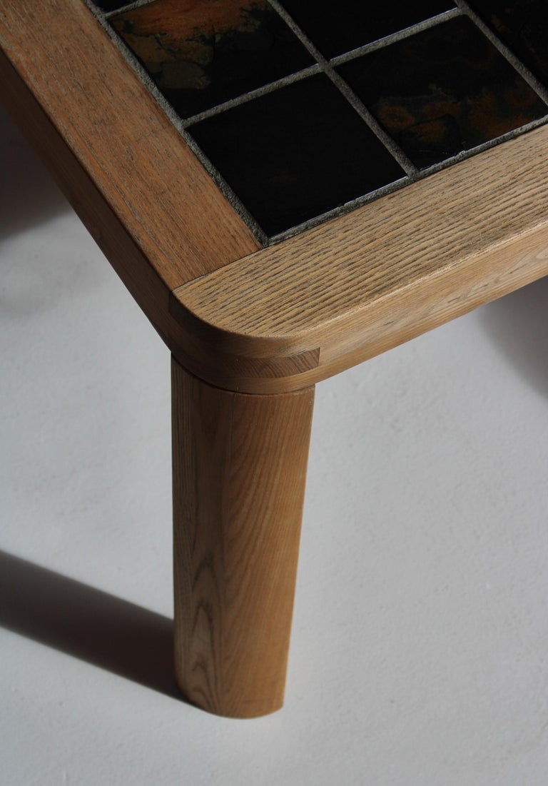 Square Coffee Table in Oak with Slate Top, Haslev Furniture, Denmark