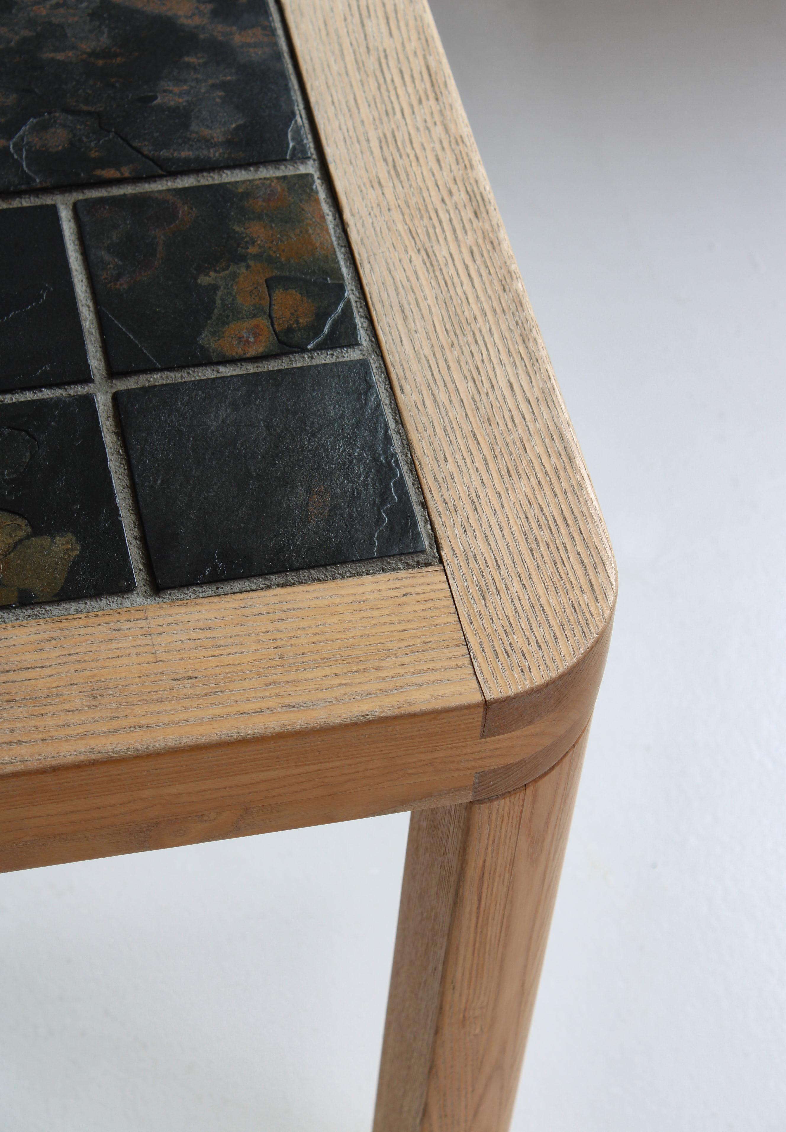 Square Coffee Table in Oak with Slate Top, Haslev Furniture, Denmark, 1970s 4