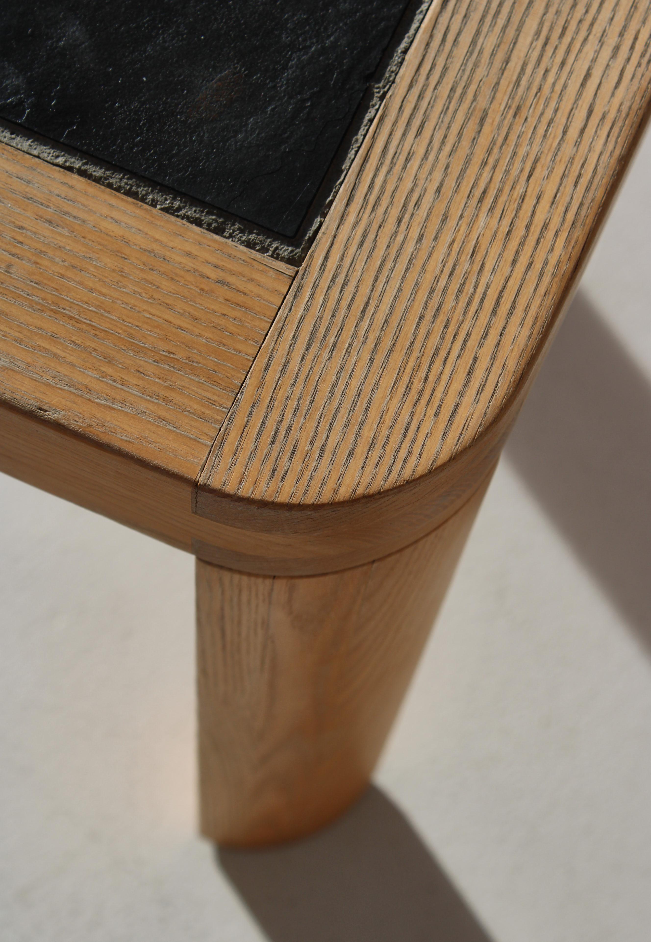Square Coffee Table in Oak with Slate Top, Haslev Furniture, Denmark, 1970s 5