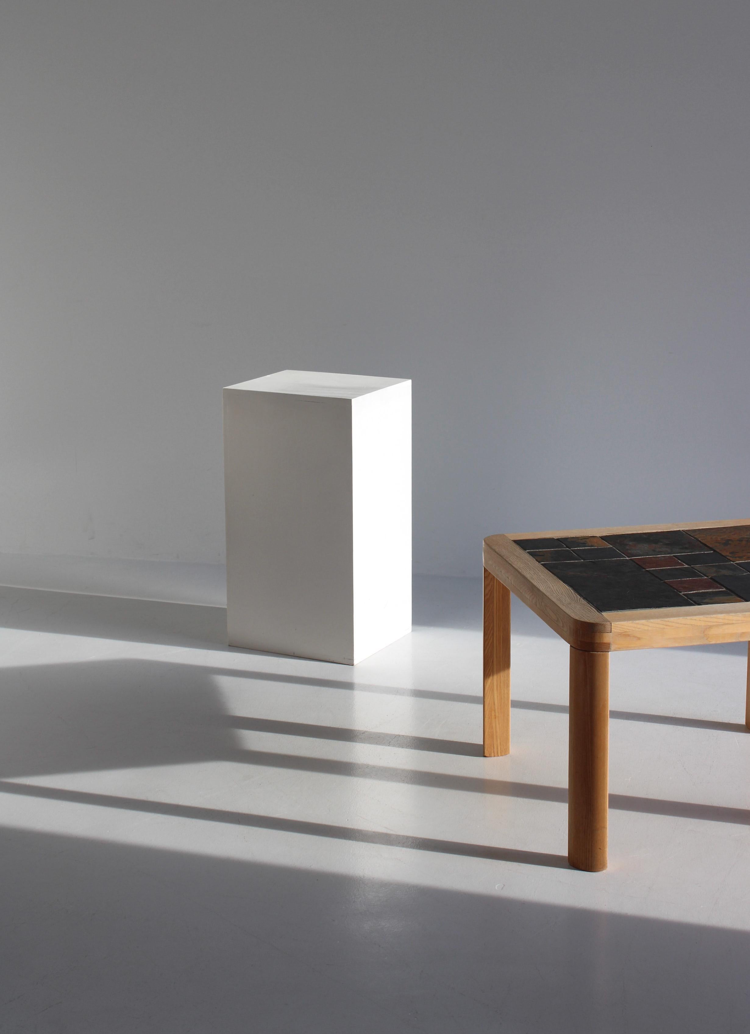 Square Coffee Table in Oak with Slate Top, Haslev Furniture, Denmark, 1970s 6