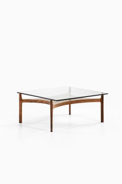 Square Coffee Table in Rosewood and Glass by Sven Ellekær, 1960's