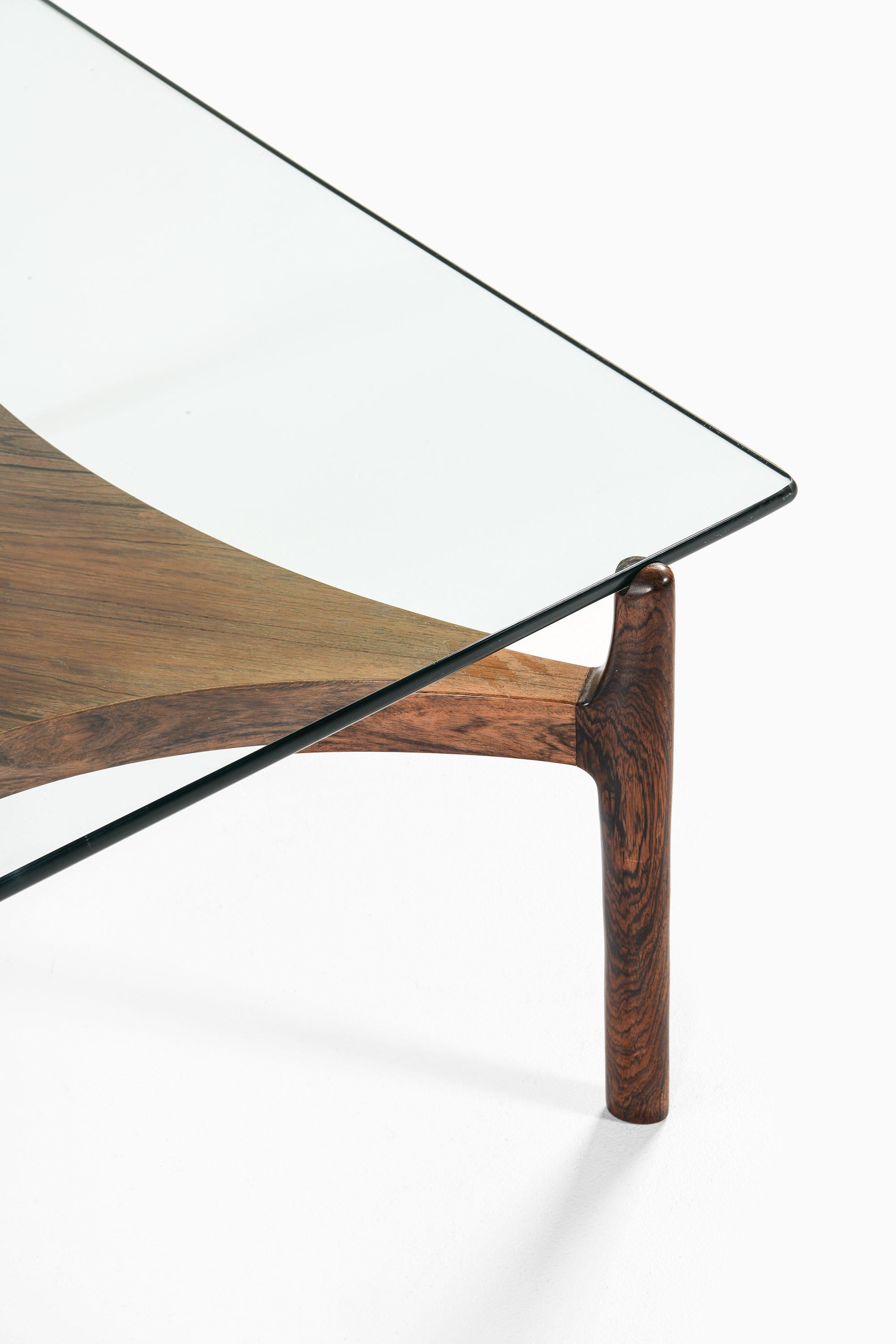 Danish Square Coffee Table in Rosewood and Glass by Sven Ellekær, 1960's For Sale