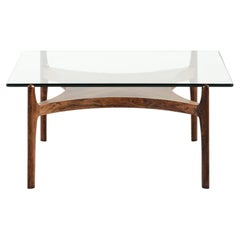 Vintage Square Coffee Table in Rosewood and Glass by Sven Ellekær, 1960's