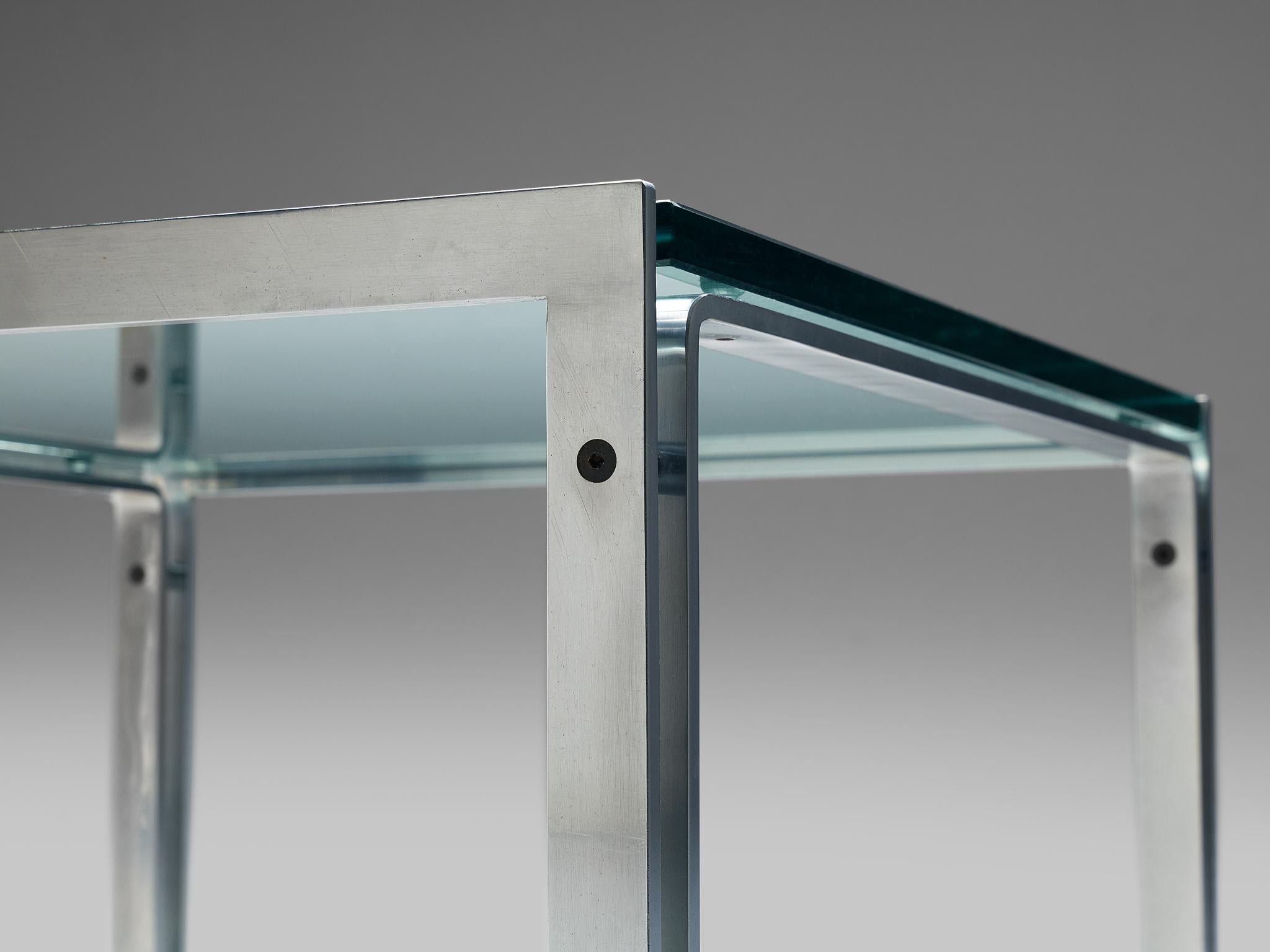 Verre Table basse carrée en acier et verre  en vente