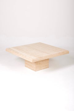 Square Coffee Table In Travertine, 1970s