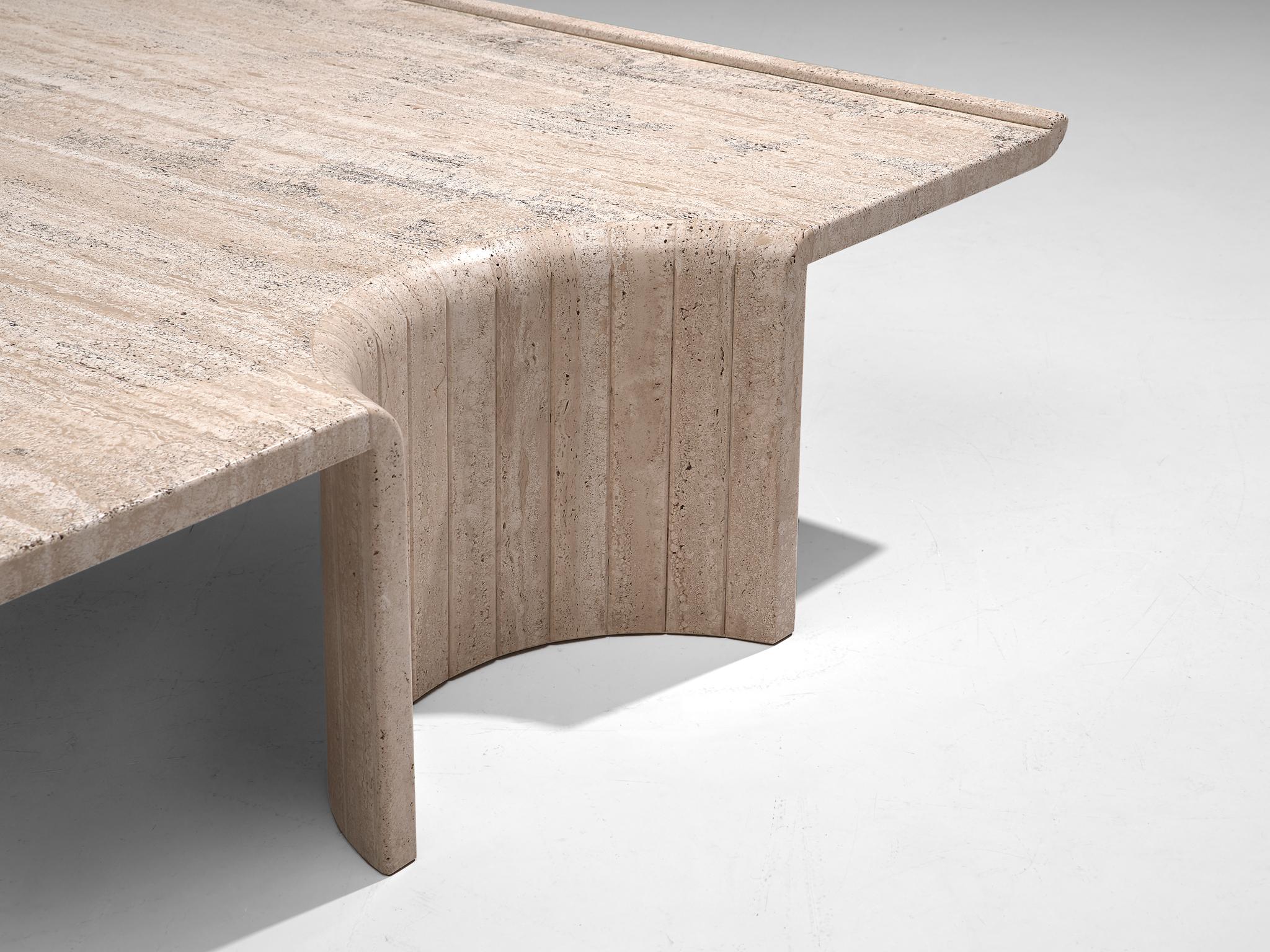 Late 20th Century Square Coffee Table in Travertine, 1970s