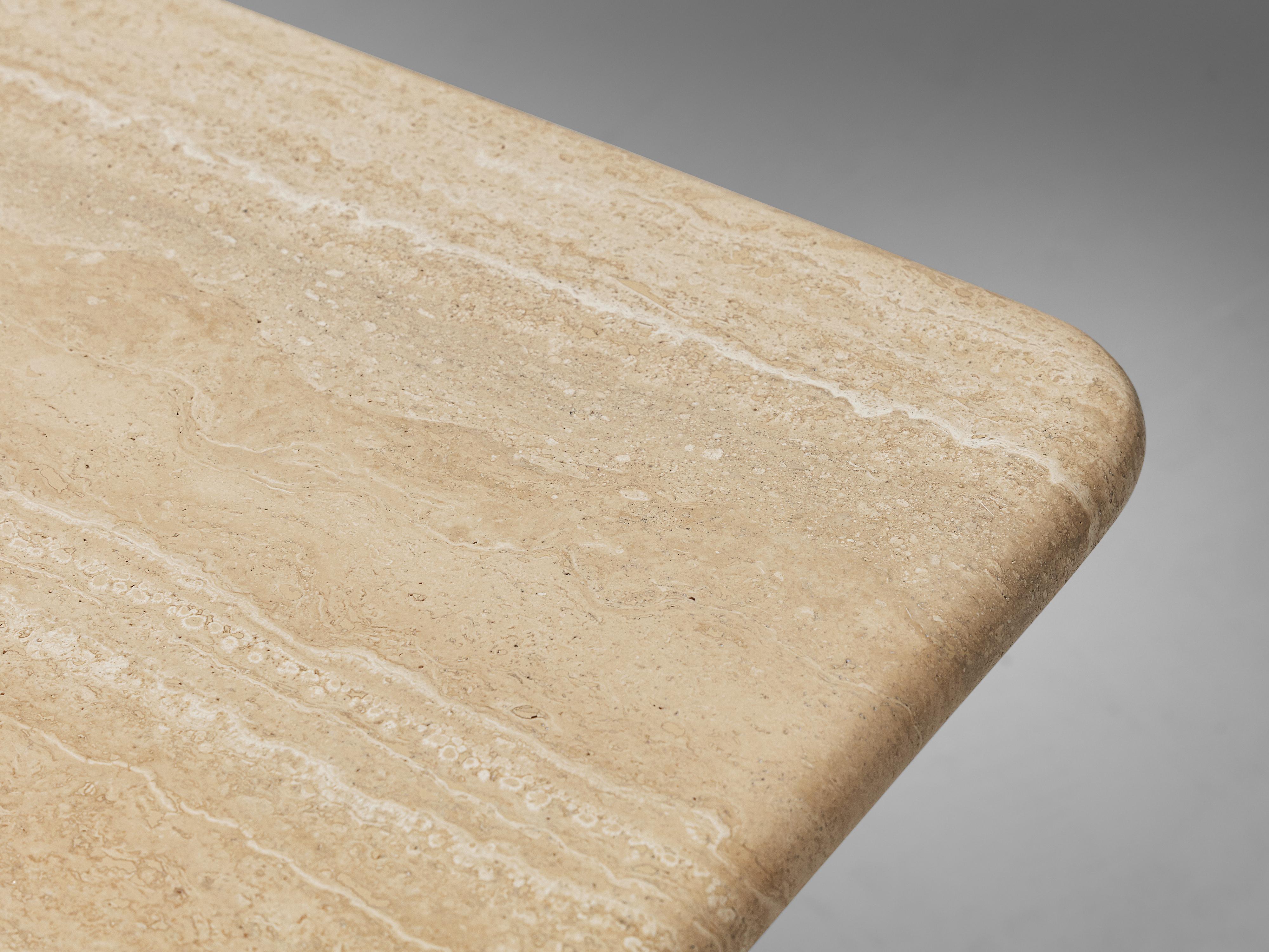 Square Coffee Table in Travertine In Good Condition In Waalwijk, NL