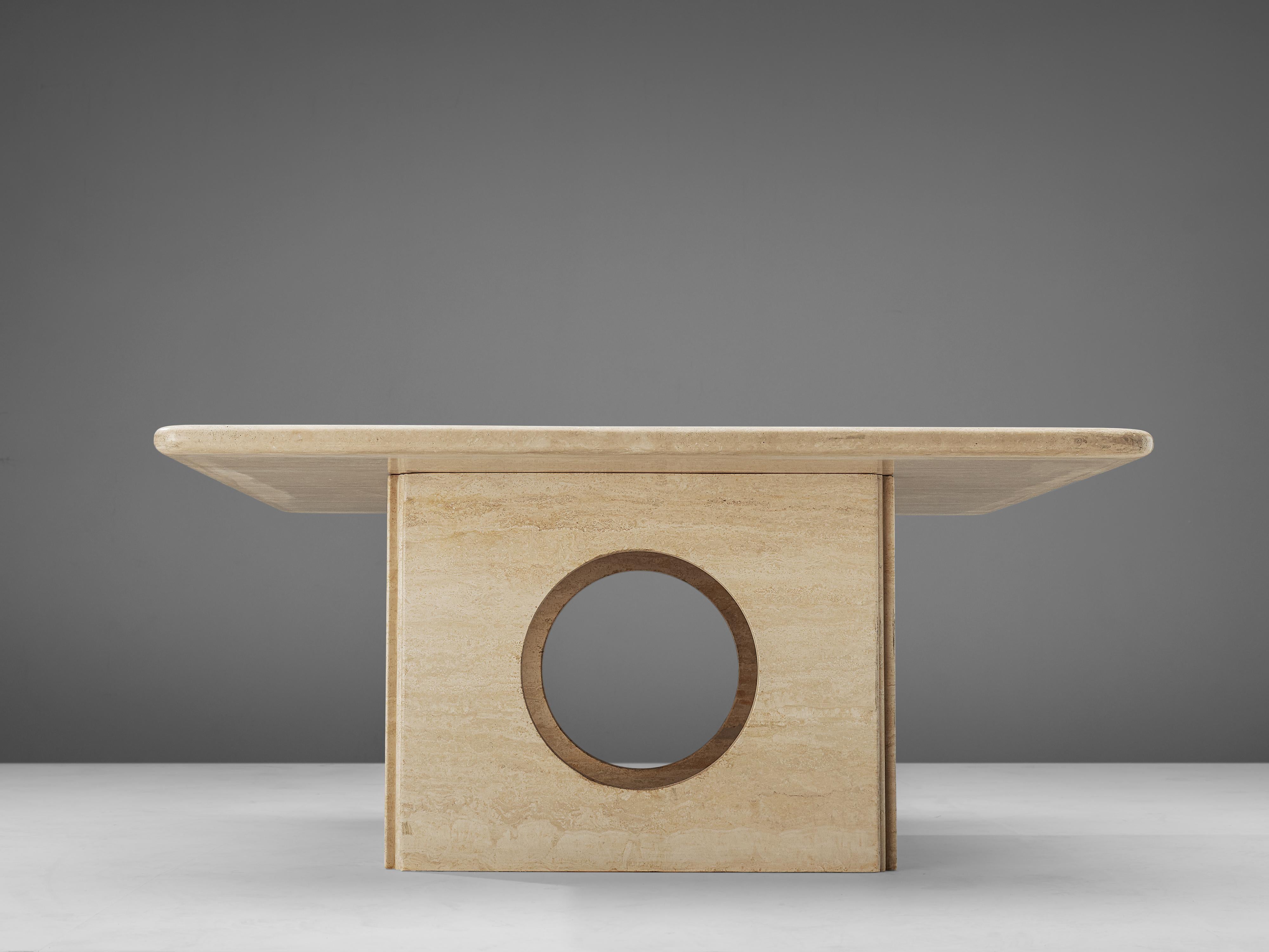 Square Coffee Table in Travertine 1