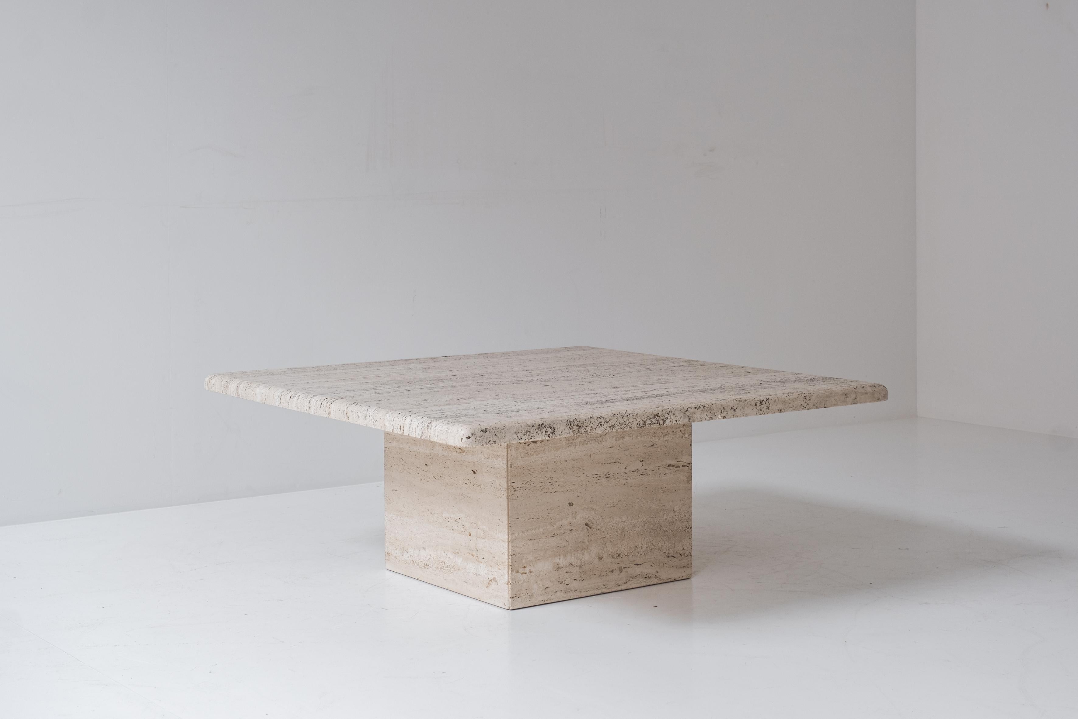 Mid-Century Modern Square coffee table in travertine from the 1970’s.