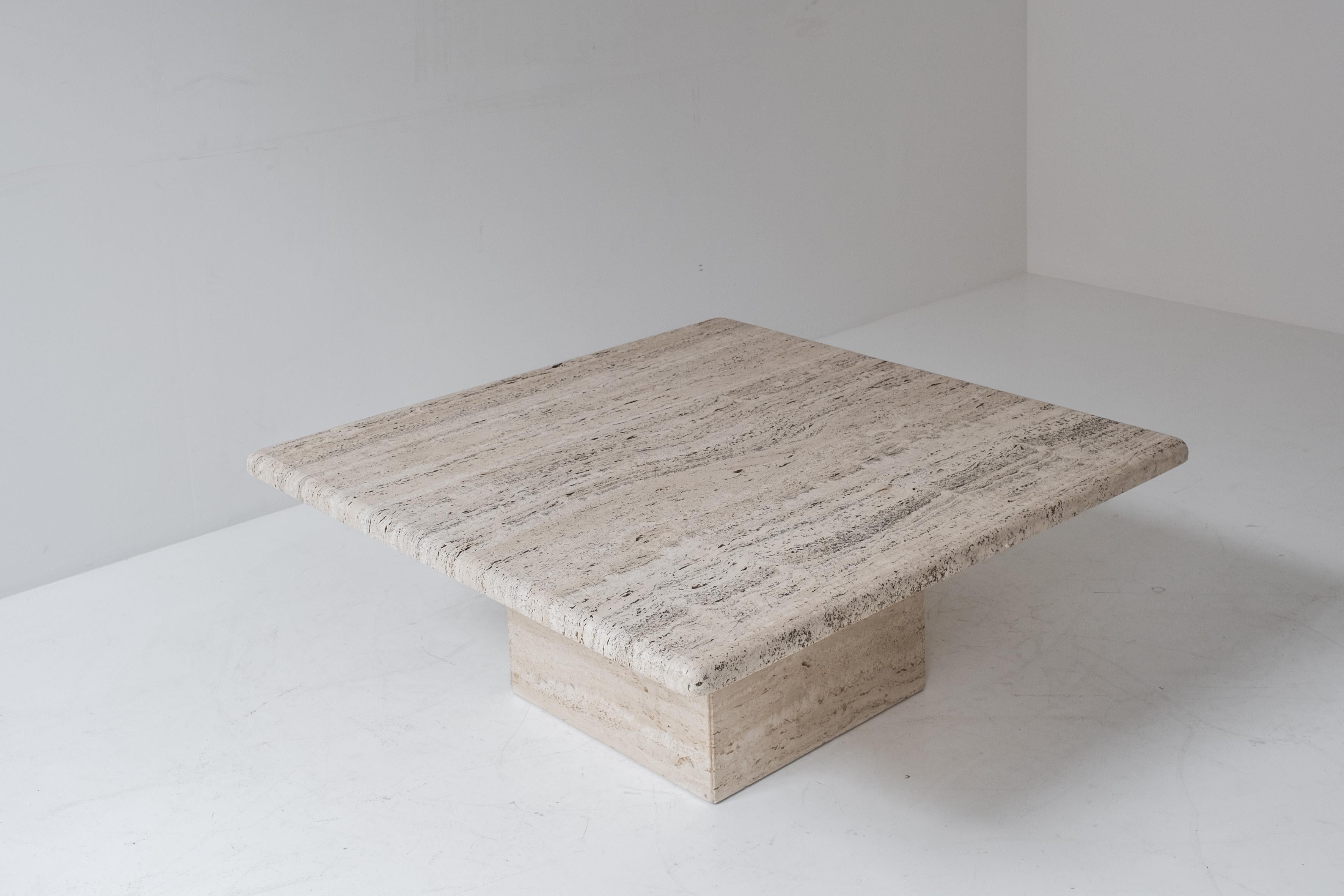 Late 20th Century Square coffee table in travertine from the 1970’s.