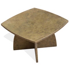 Square coffee table in wood with gilded bronze effect, handmade in Italy Cupioli