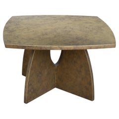 Square coffee table in wood with gilded bronze effect, handmade in Italy Cupioli