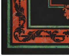 Coffee Table Black Inlaid Marble Top, Wooden Base Handmade in Italy by Cupioli