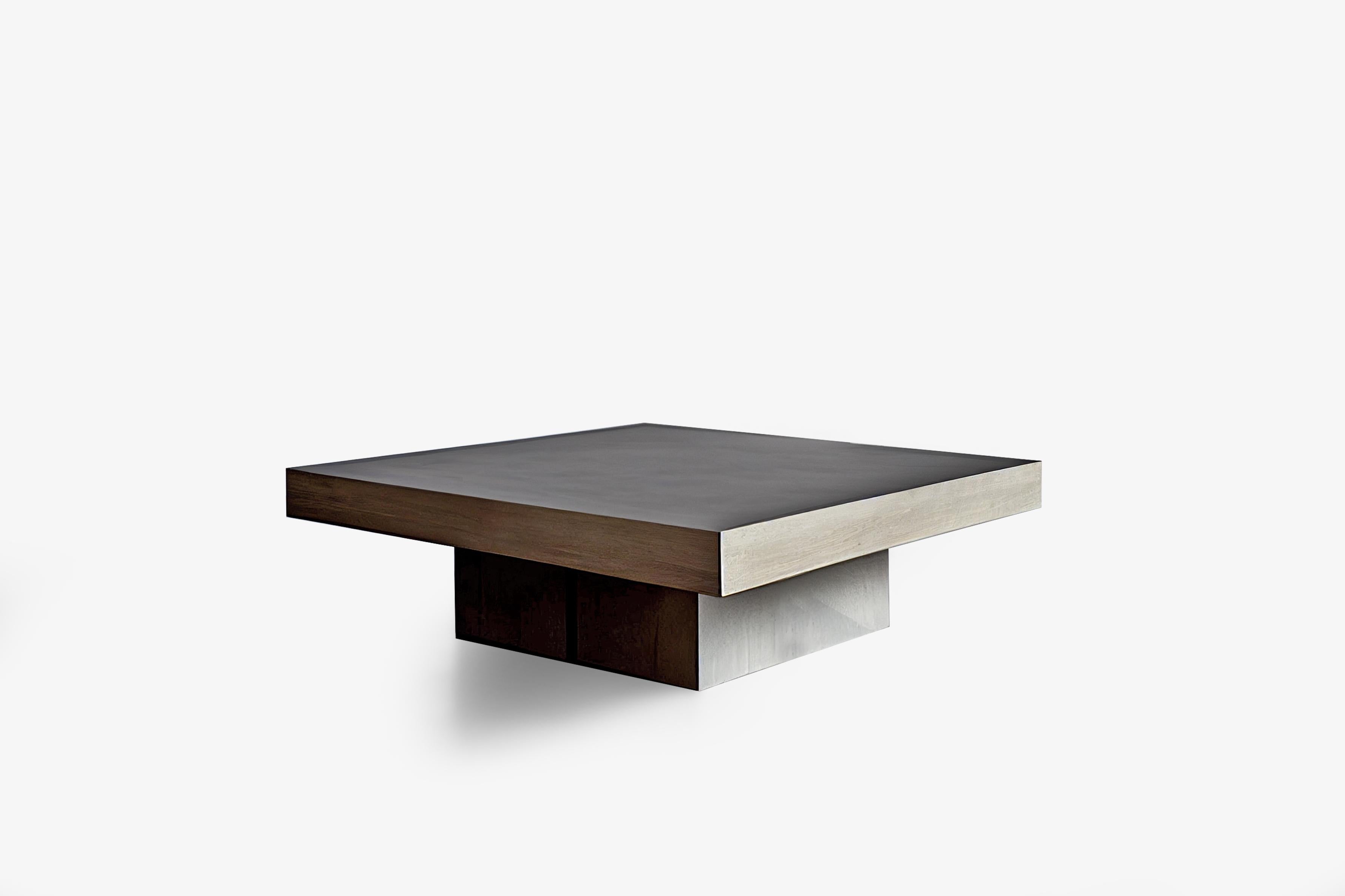 Mexicain Table basse carrée en bois plaqué noir et gris par NONO en vente