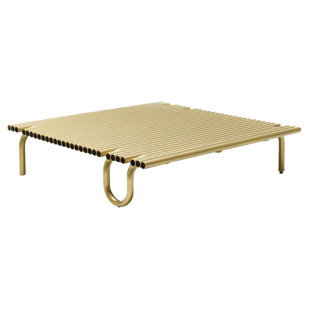 Square coffee table Mogg PIPELINES - Gold-painted