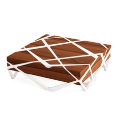 Square Coffee Table, Organic Modern, Tineo and White Lacquer