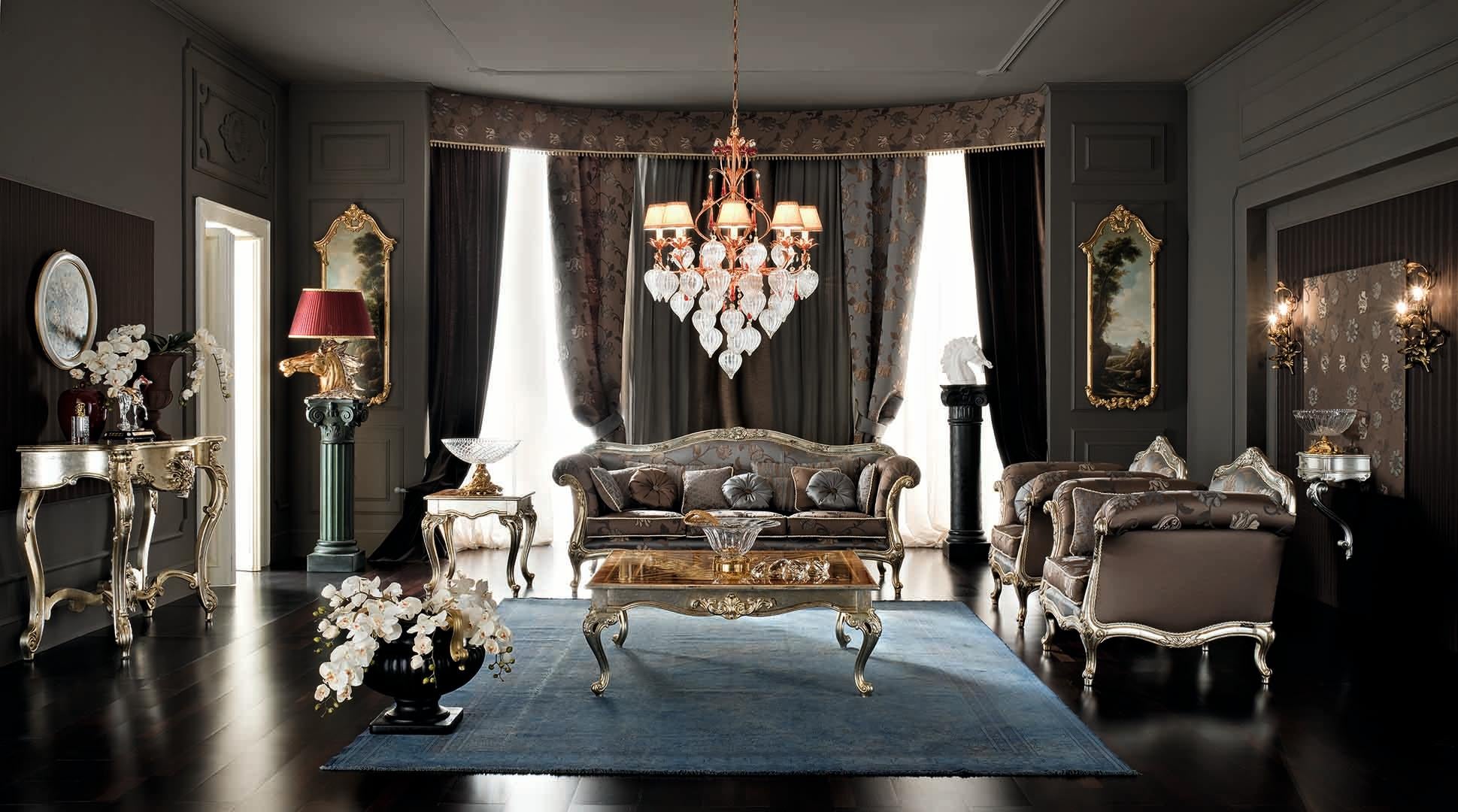 Baroque Table basse carrée bouclée en nacre par Modenese Gastone Interiors en vente