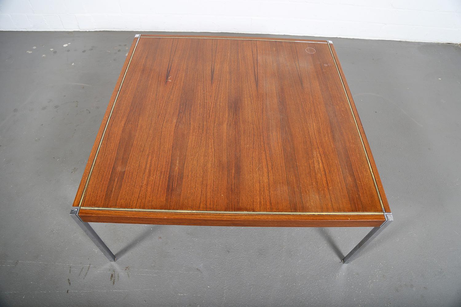Square Coffee Table Richard Schultz Knoll International Mod 3454 Rosewood Chrome 9