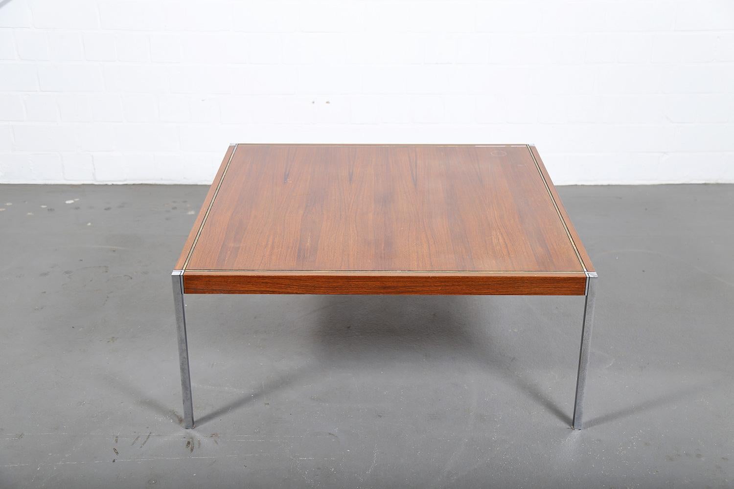 Mid-Century Modern Square Coffee Table Richard Schultz Knoll International Mod 3454 Rosewood Chrome