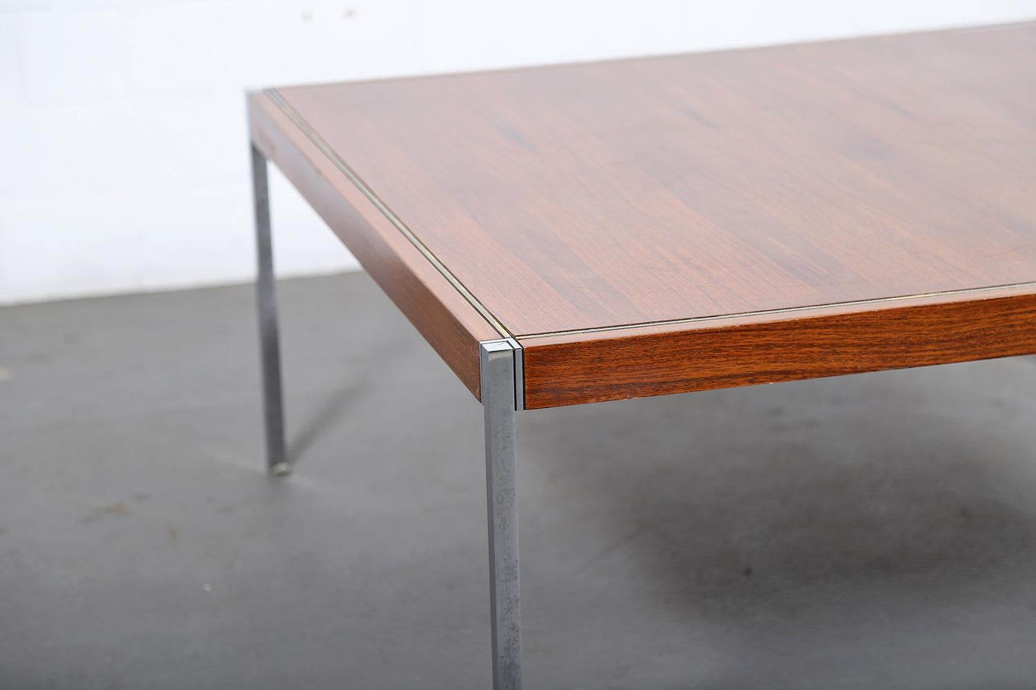 Square Coffee Table Richard Schultz Knoll International Mod 3454 Rosewood Chrome In Fair Condition In Oldenburg, NI