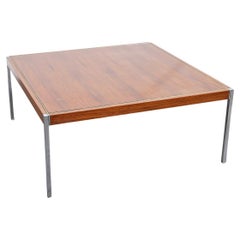 Table basse carrée chromée Richard Schultz Knoll International Mod 3454 en bois de rose