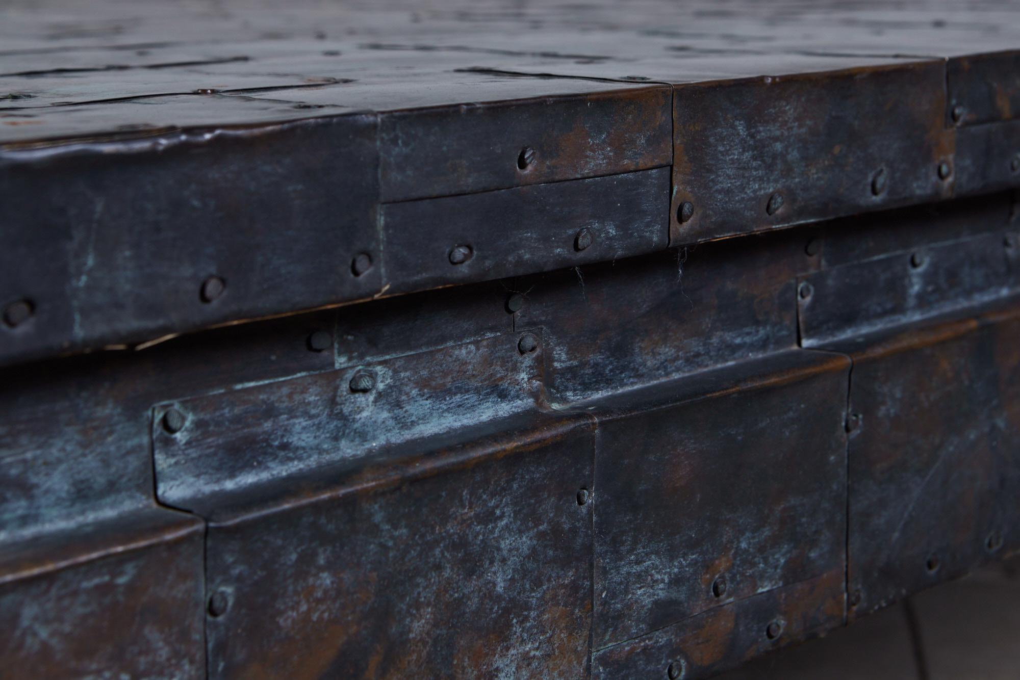 Square Coffee Table with Copper Patchwork Finish by Maitland-Smith 4