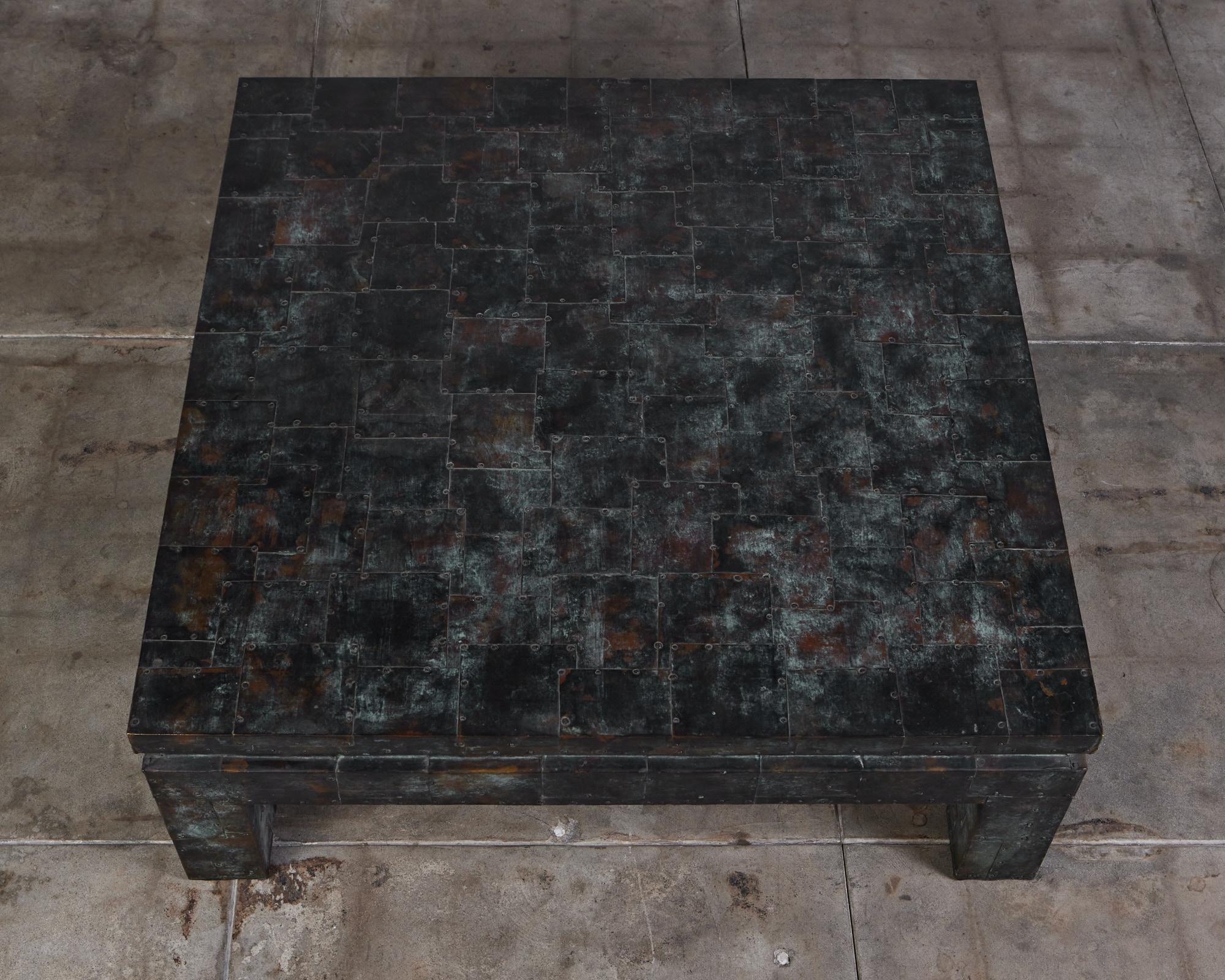 Square Coffee Table with Copper Patchwork Finish by Maitland-Smith 6