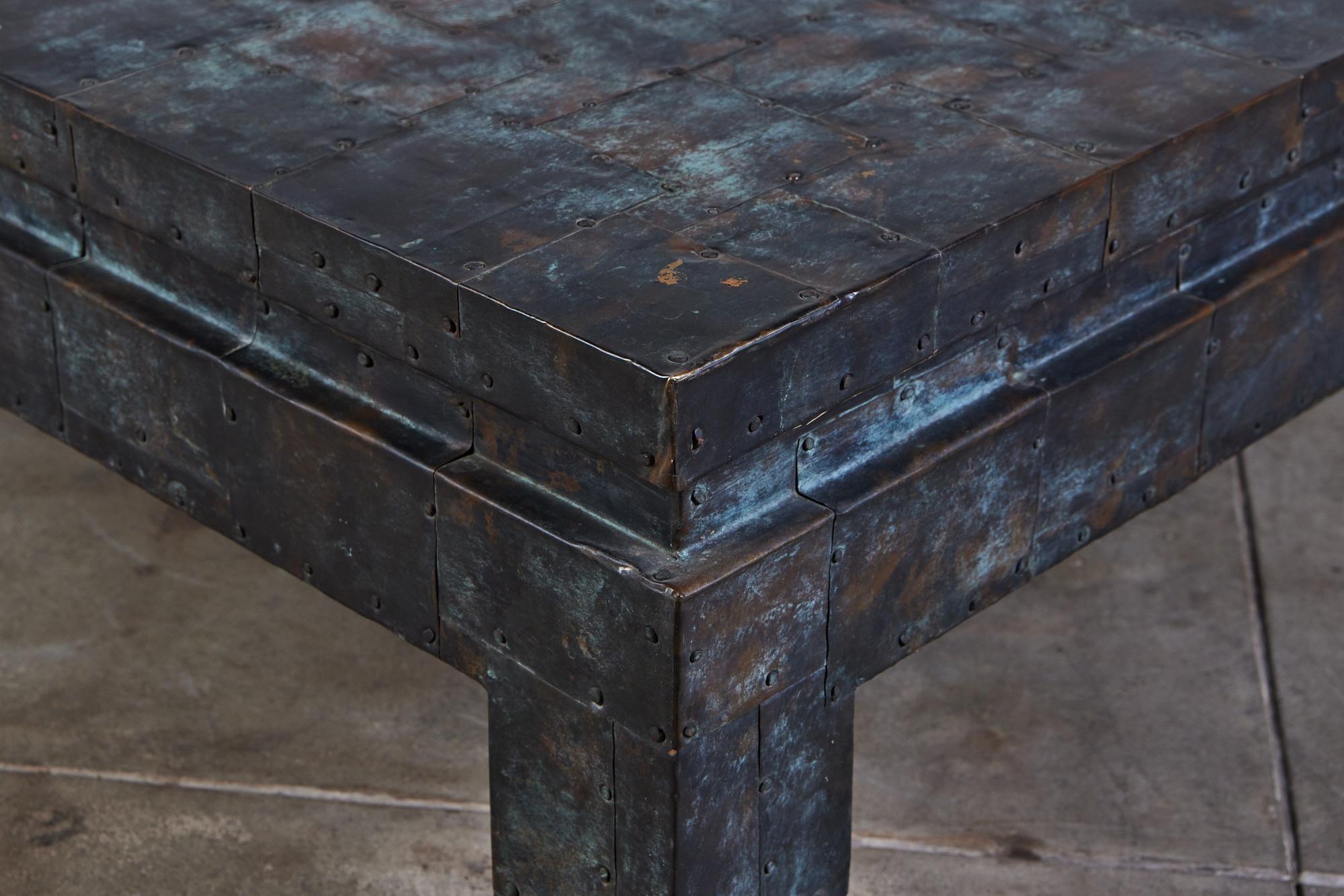 Square Coffee Table with Copper Patchwork Finish by Maitland-Smith 3