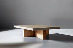 Square Coffee Table with Cruciform Base Made with Beautiful Veneer Wood by Nono