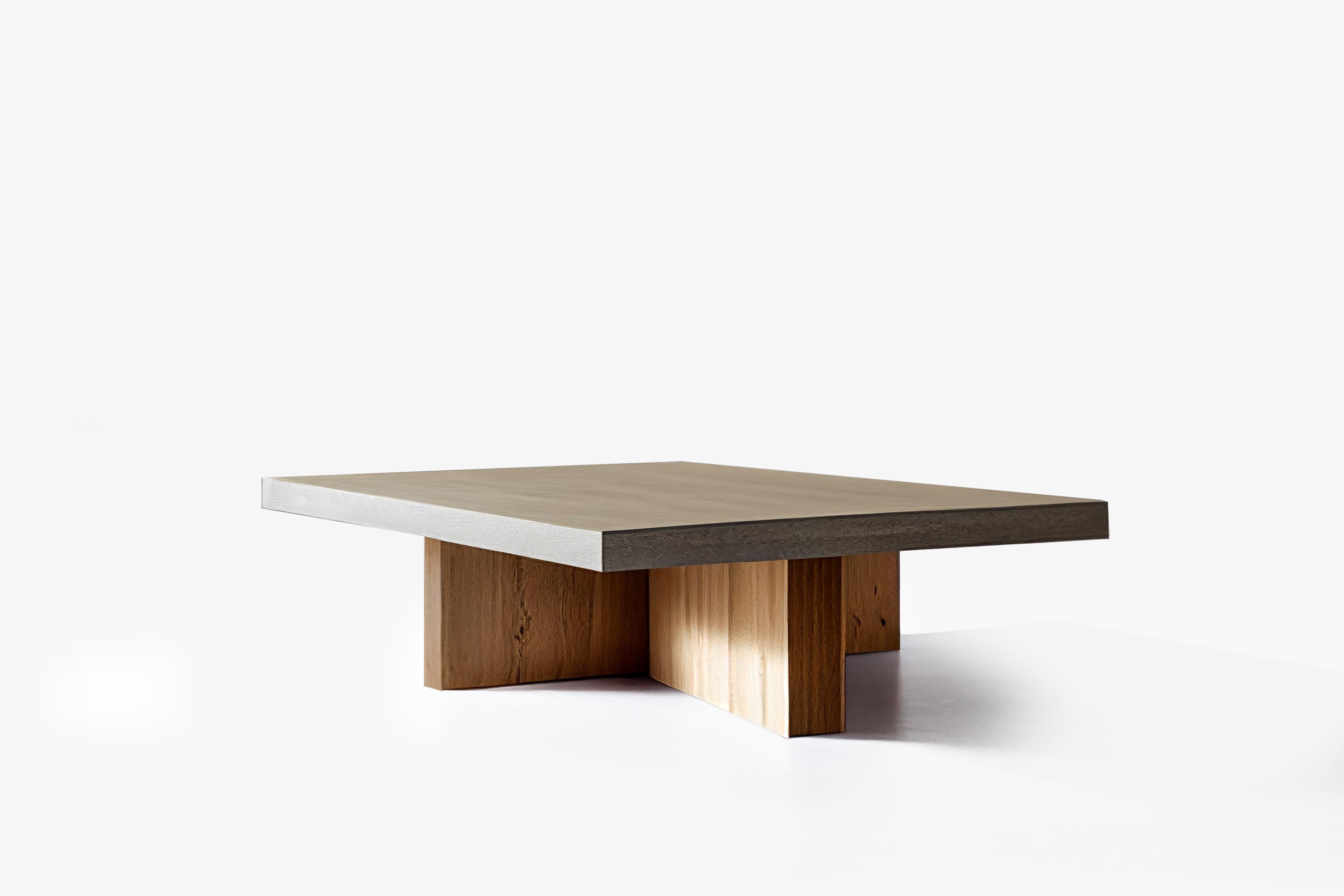 Painted Square Coffee Table with Cruciform Base Made with Beautiful Veneer Wood by Nono  For Sale