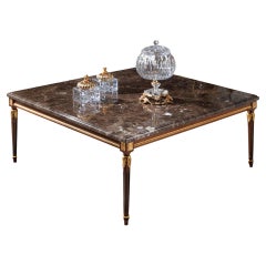 Square Coffee Table with Emperador Dark Marble Top by Modenese Interiors