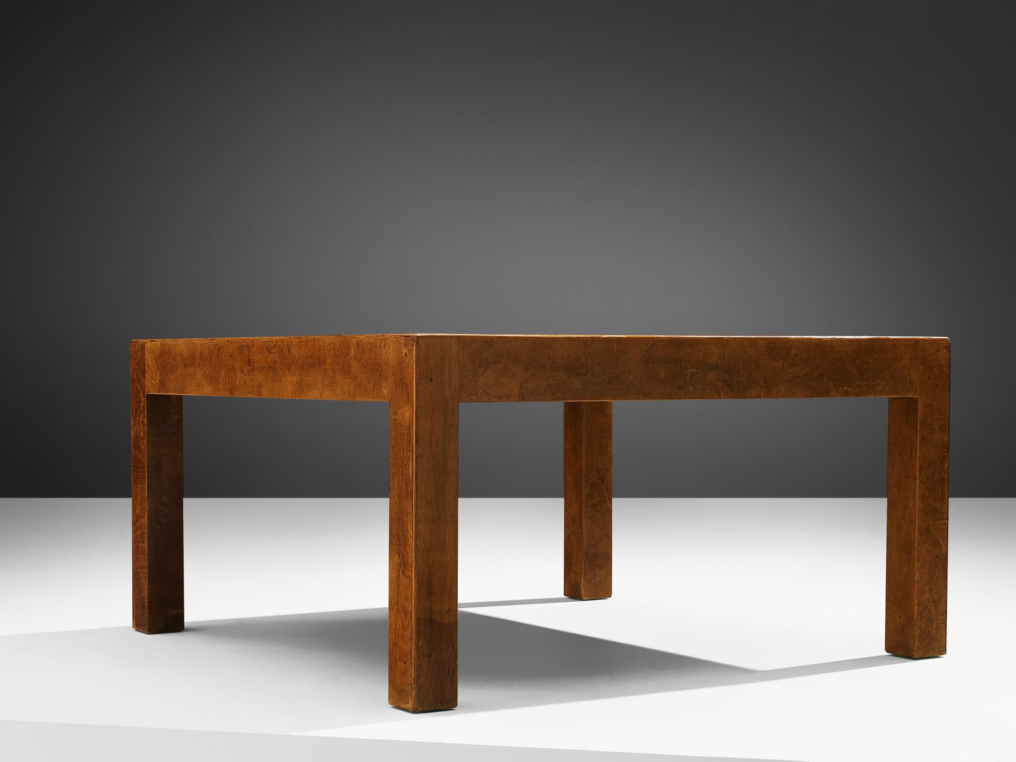 Mid-20th Century Square Coffee Table with Marquetry in Walnut  For Sale