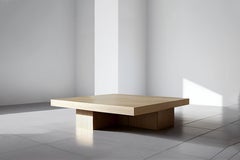 Square Coffee Table with Thick Cruciform Base Made with Beautiful Grey Veneer