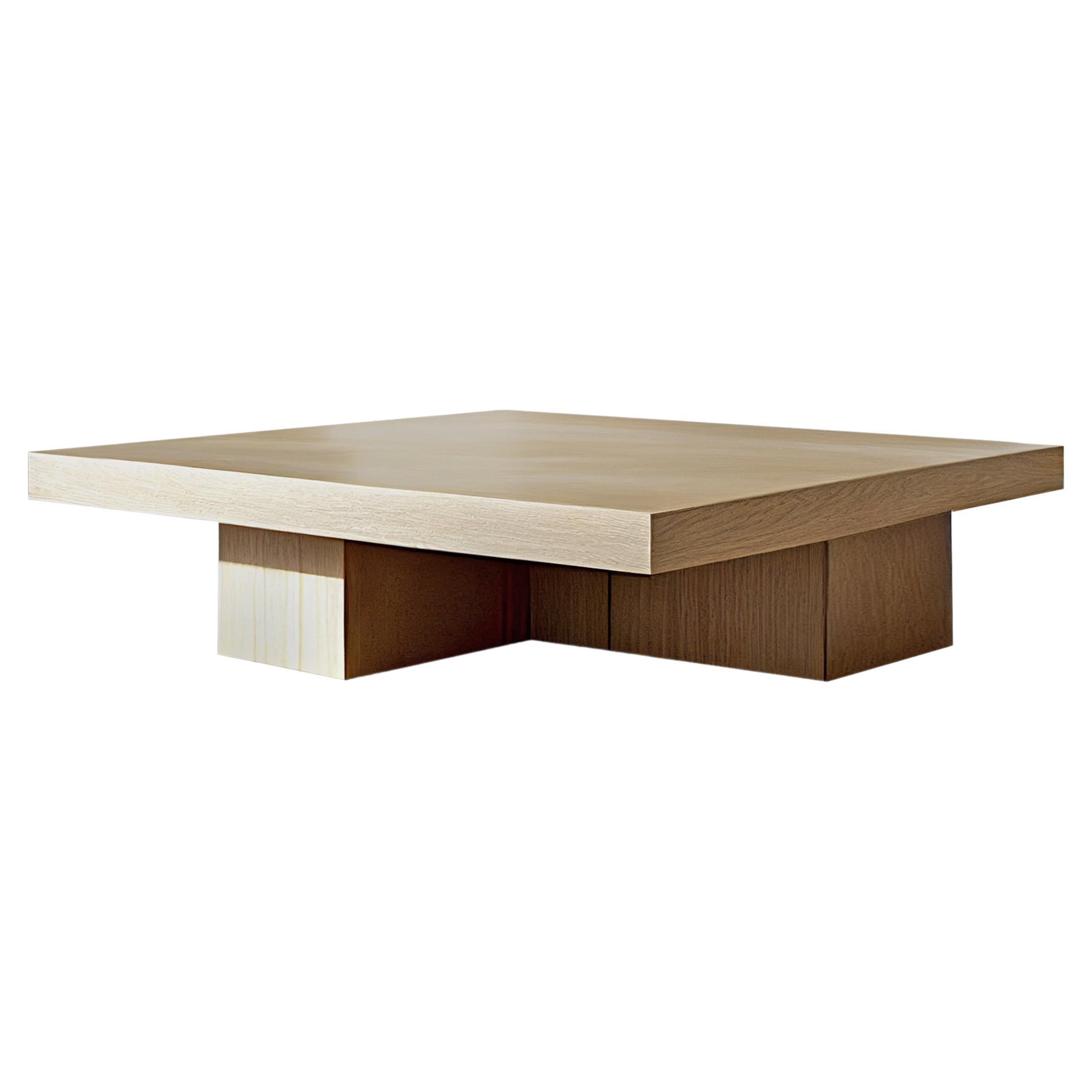 Square Coffee Table with Thick Cruciform Base Made with Beautiful Grey Veneer