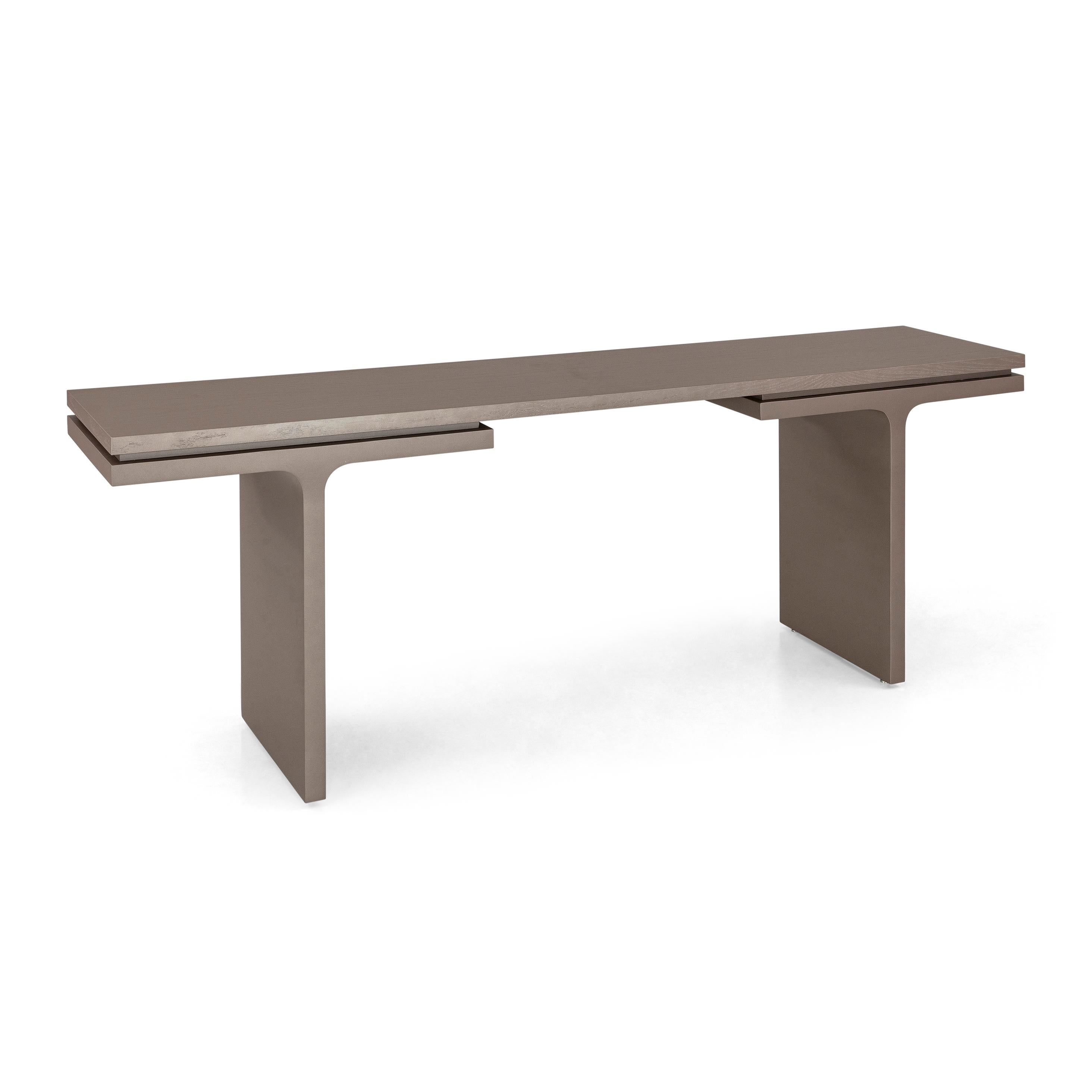 Customizable Console Table with Chocolate Finish and Modern Design, Square Line For Sale 1