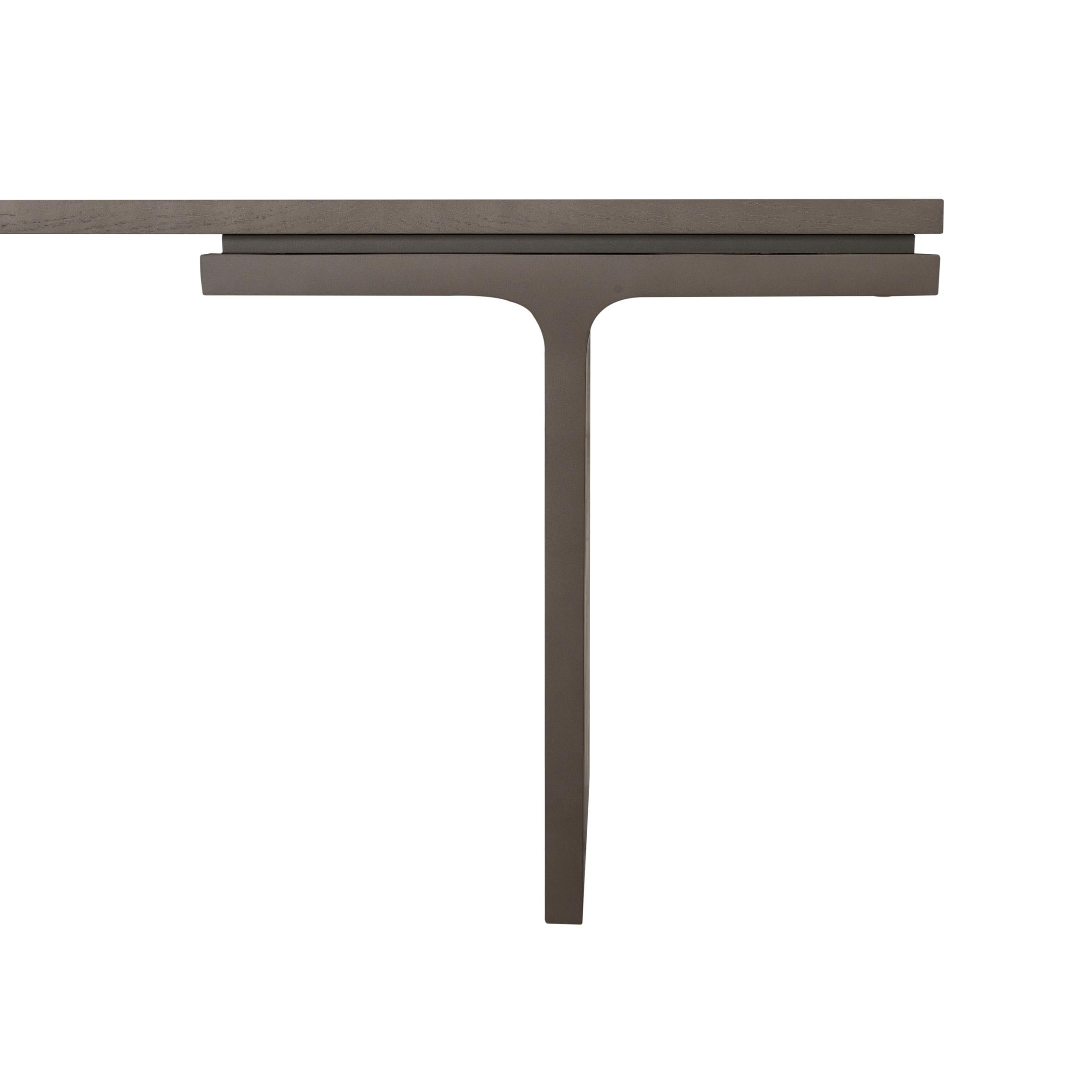Customizable Console Table with Chocolate Finish and Modern Design, Square Line For Sale 2