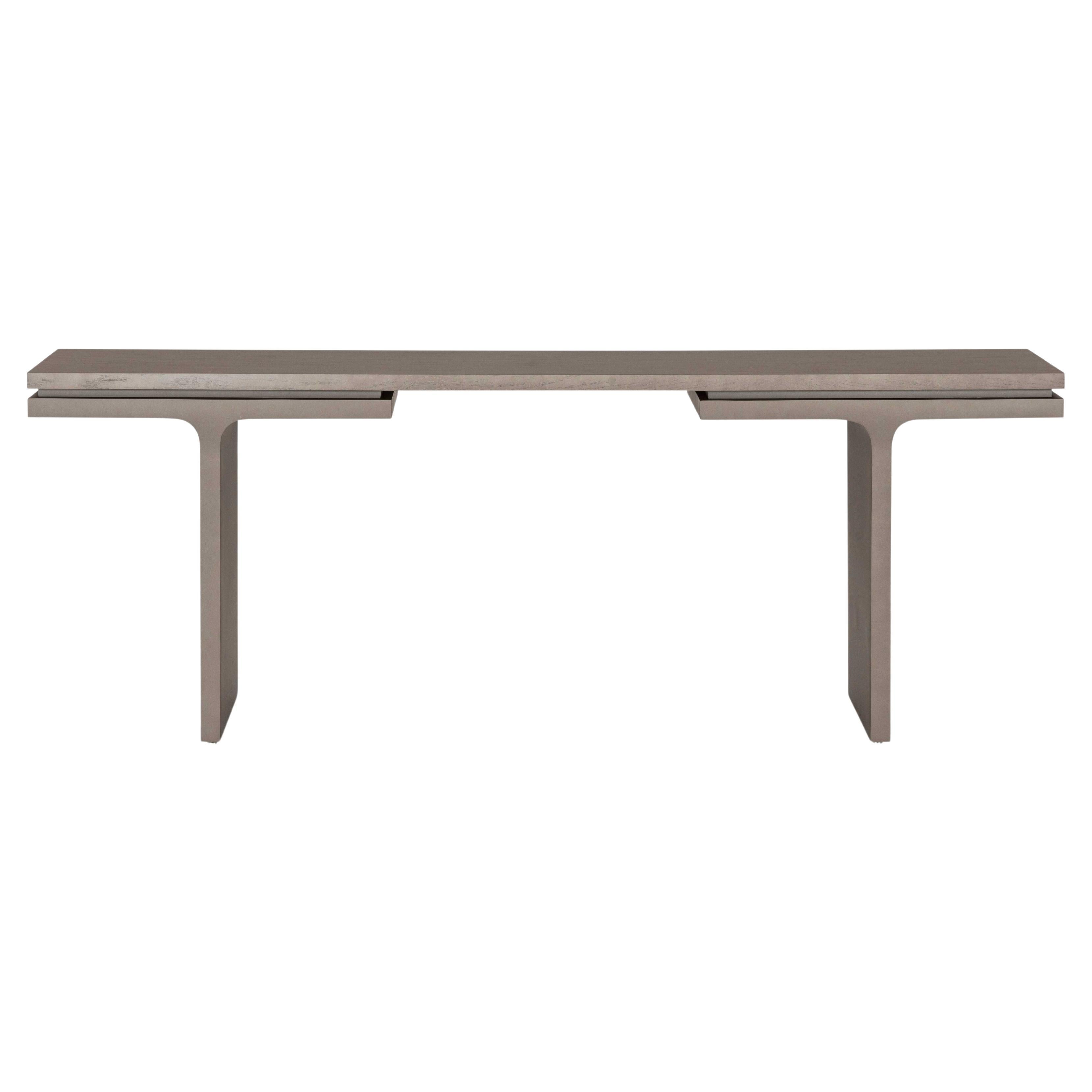 Customizable Console Table with Chocolate Finish and Modern Design, Square Line