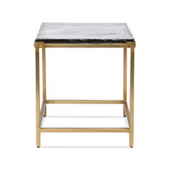 Square Contemporary End Table - Brass Finish
