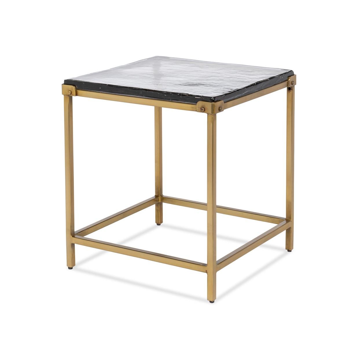 Moderne Table d'appoint contemporaine carrée - Finition laiton en vente
