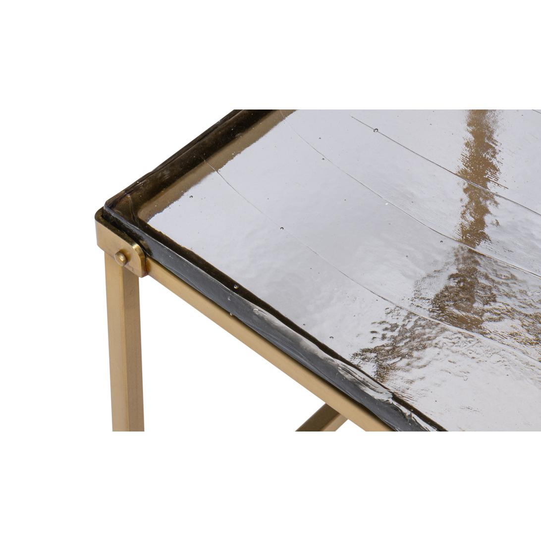 XXIe siècle et contemporain Table d'appoint contemporaine carrée - Finition laiton en vente