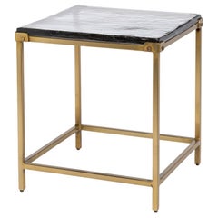 Square Contemporary End Table - Brass Finish