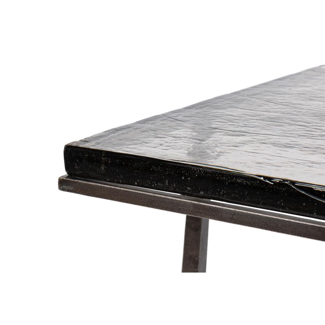 Glass Square Contemporary End Table For Sale