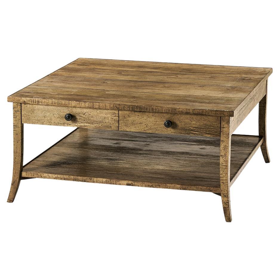 Square Country Coffee Table, Medium Drift For Sale