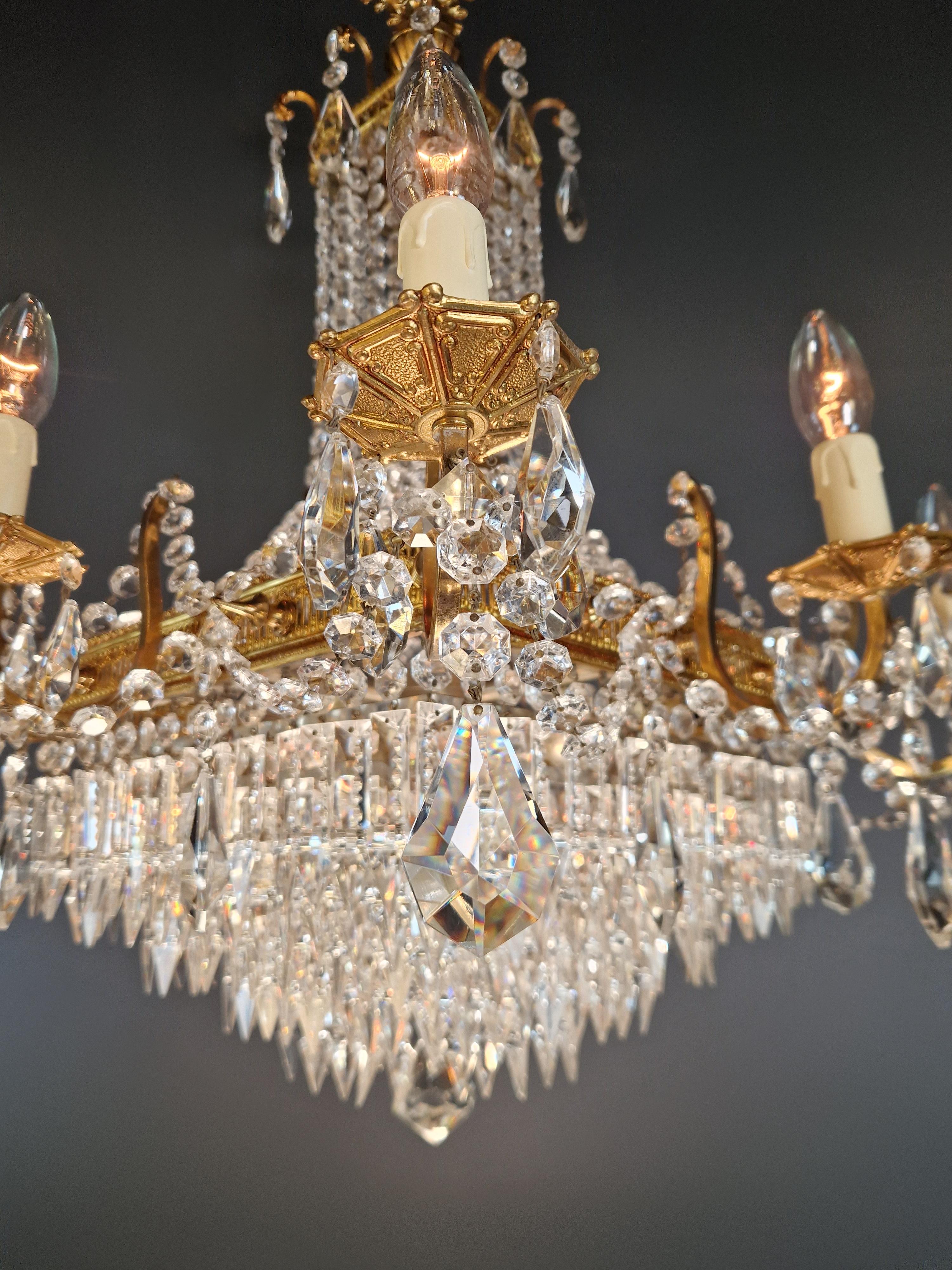 Lustre carré Empire Louis XVI en laiton et or antique rare en vente 2