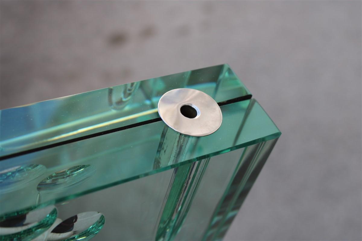 Square Crystal Gallotti & Radice Italian Design 1960s Minimal Design Green In Good Condition In Palermo, Sicily