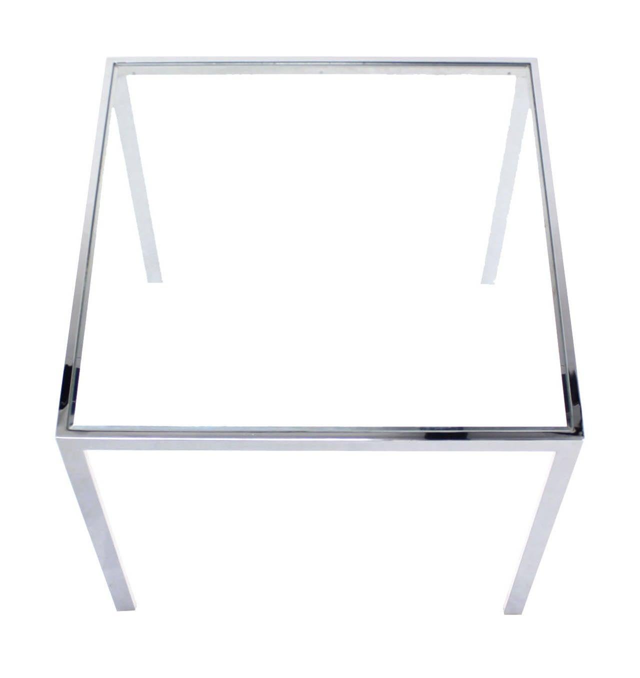 Square Cube Chrome Glass Top Game Small Dinning Dinette Table Bauhaus MINT!