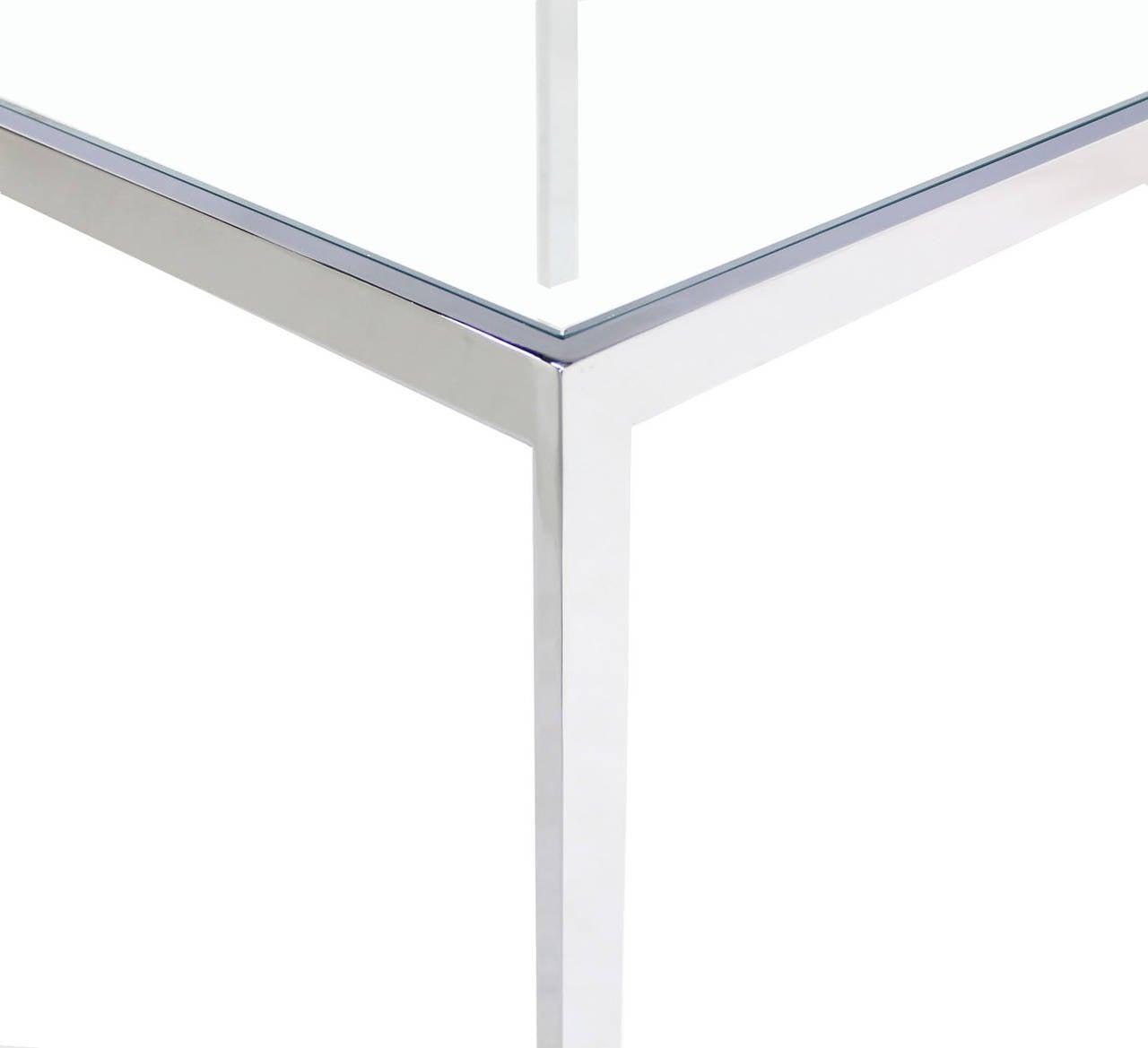 20th Century Square Cube Chrome Glass Top Game Small Dinning Dinette Table Bauhaus MINT For Sale