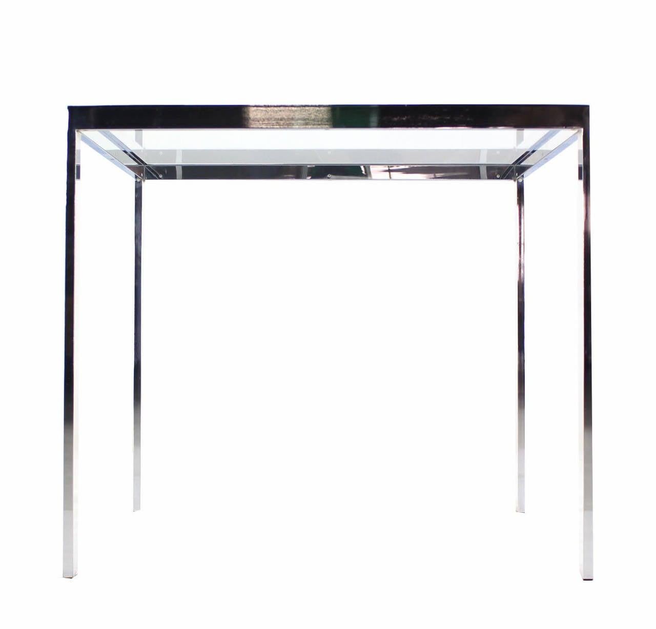 Square Cube Chrome Glass Top Game Small Dinning Dinette Table Bauhaus MINT For Sale 1